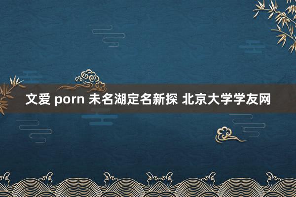 文爱 porn 未名湖定名新探 北京大学学友网