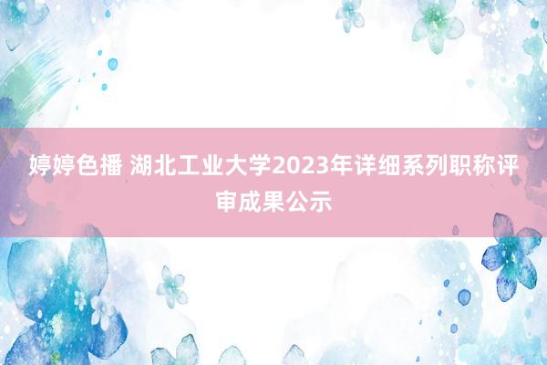 婷婷色播 湖北工业大学2023年详细系列职称评审成果公示