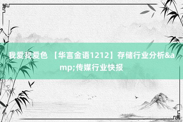 我爱我爱色 【华言金语1212】存储行业分析&传媒行业快报