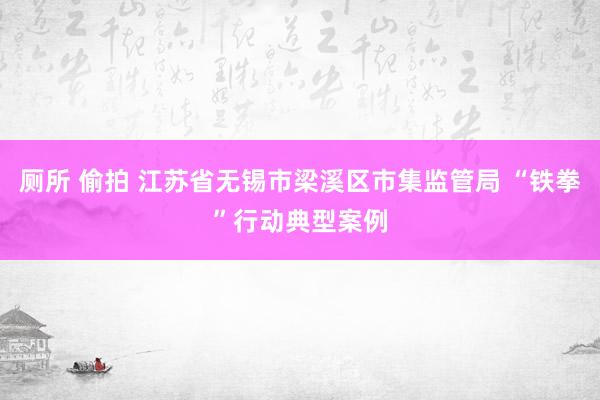 厕所 偷拍 江苏省无锡市梁溪区市集监管局 “铁拳”行动典型案例