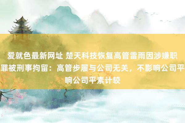 爱就色最新网址 楚天科技恢复高管雷雨因涉嫌职务侵占罪被刑事拘留：高管步履与公司无关，不影响公司平素计较