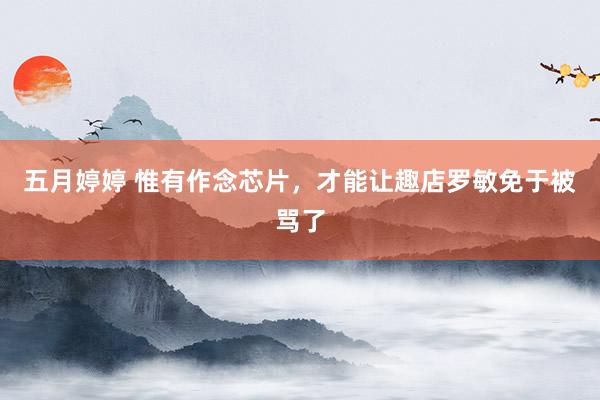 五月婷婷 惟有作念芯片，才能让趣店罗敏免于被骂了