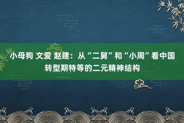 小母狗 文爱 赵建：从“二舅”和“小周”看中国转型期特等的二元精神结构