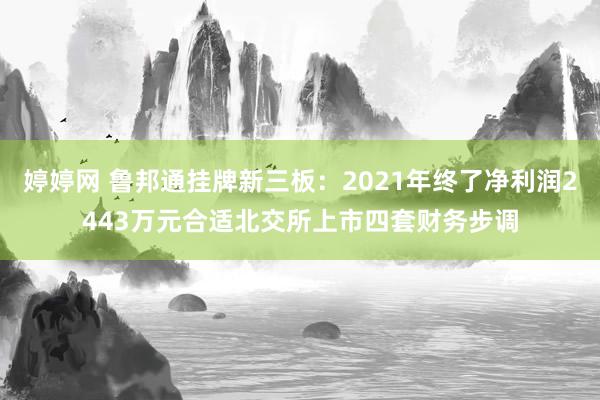 婷婷网 鲁邦通挂牌新三板：2021年终了净利润2443万元合适北交所上市四套财务步调