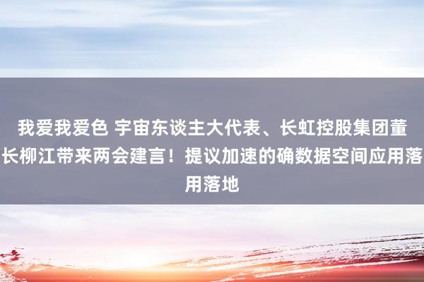 我爱我爱色 宇宙东谈主大代表、长虹控股集团董事长柳江带来两会建言！提议加速的确数据空间应用落地